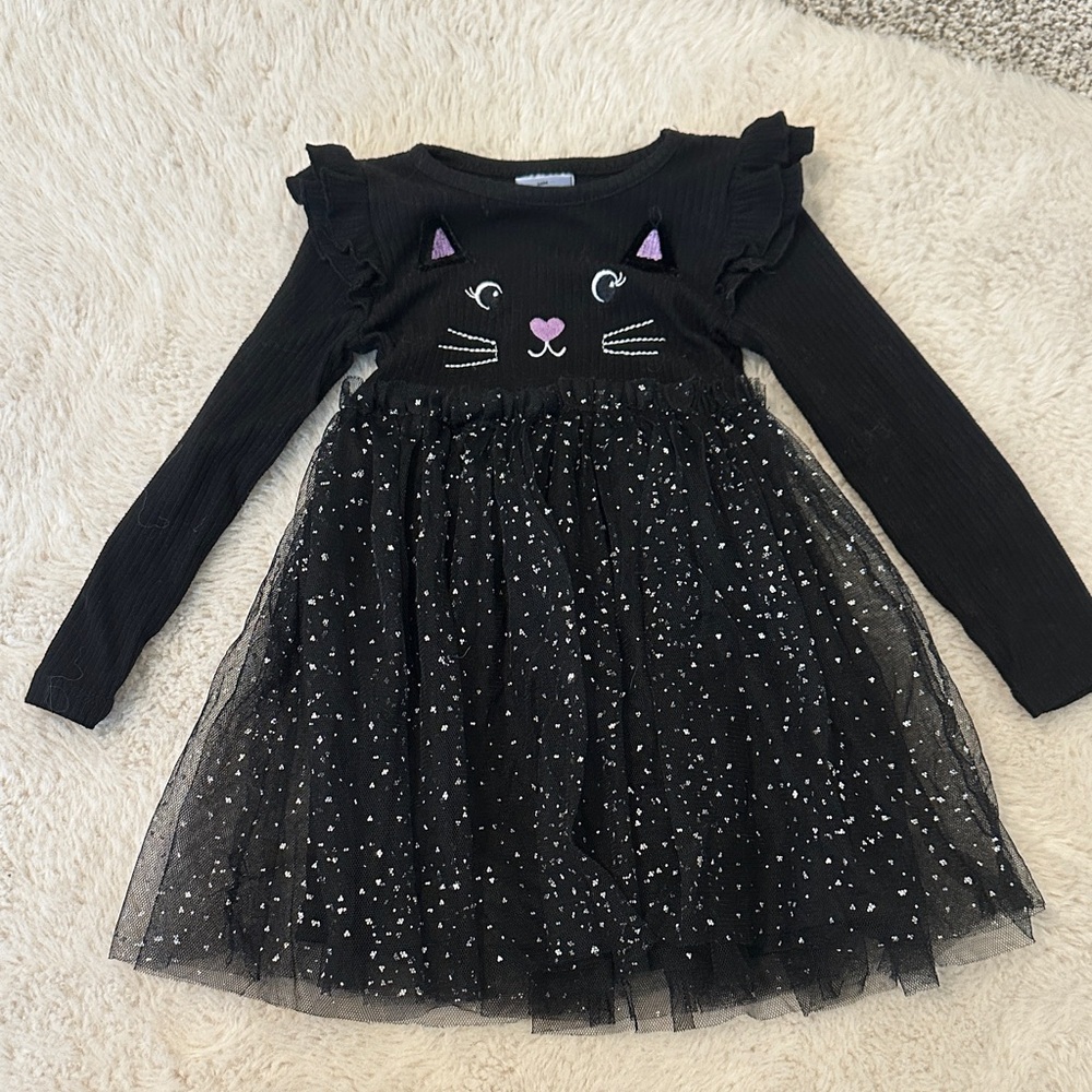 Black Cat Face Kids Dress